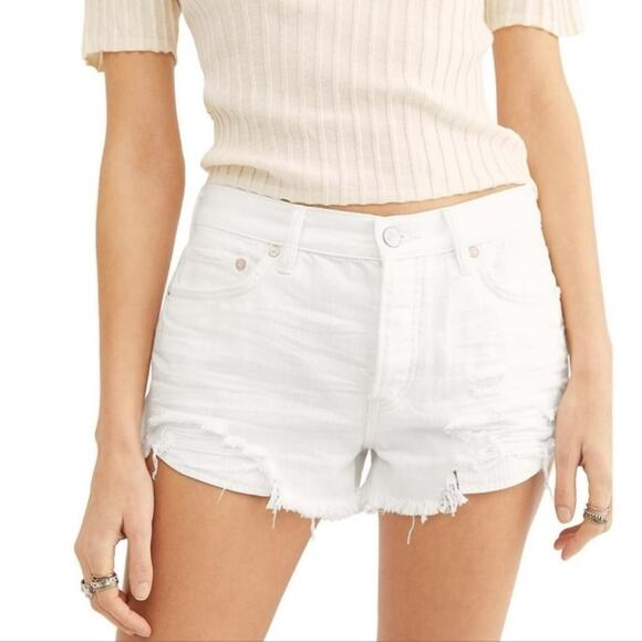 Free People Loving Good Vibrations Cut off Shorts - Spring White - 31 - NWT - Picture 1 of 5